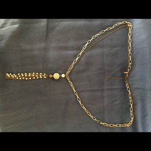 Long metallic silver necklace